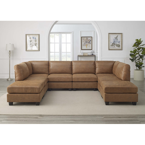 Wade Logan® Amerra 8 Piece Vegan Leather Sectional & Reviews Wayfair